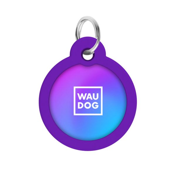 WAUDOG Украина Адресник для собак и кошек металлический Smart ID с QR паспортом, рисунок "Градиент фиолетовый", круг