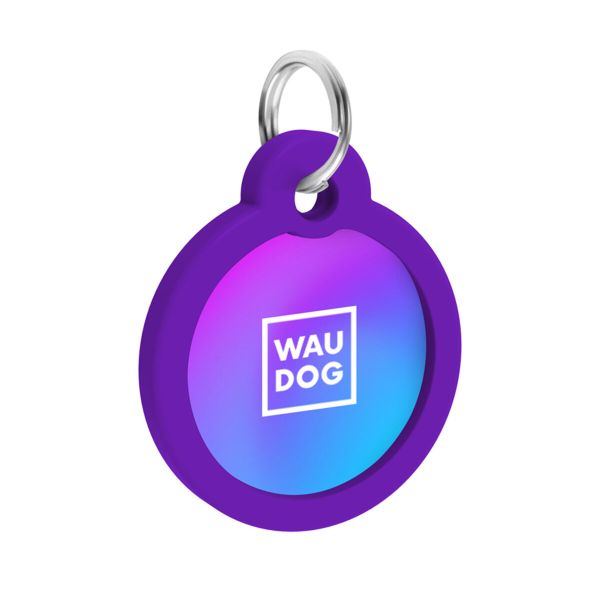 WAUDOG Украина Адресник для собак и кошек металлический Smart ID с QR паспортом, рисунок "Градиент фиолетовый", круг