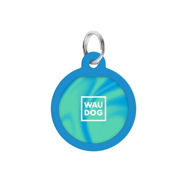 WAUDOG Украина Адресник для собак и кошек металлический Smart ID с QR паспортом, рисунок "Градиент голубой", круг