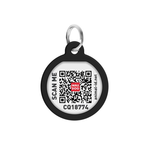 WAUDOG Украина Адресник для собак и кошек металлический Smart ID с QR паспортом, рисунок "Леопард", круг