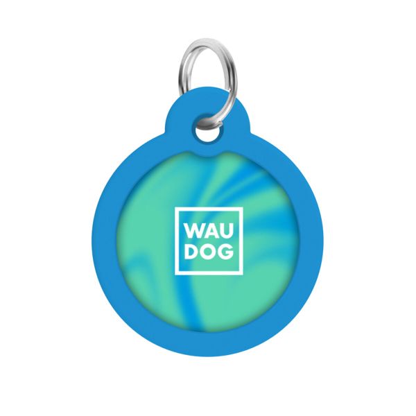 WAUDOG Украина Адресник для собак и кошек металлический Smart ID с QR паспортом, рисунок "Градиент голубой", круг