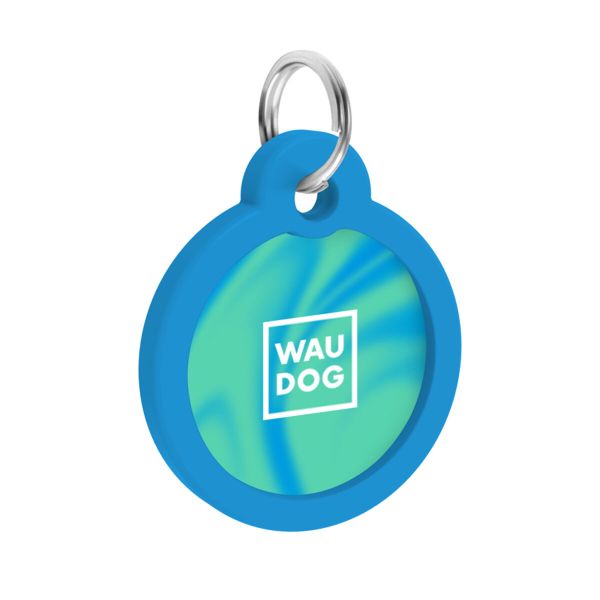 WAUDOG Украина Адресник для собак и кошек металлический Smart ID с QR паспортом, рисунок "Градиент голубой", круг