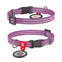 WAUDOG Украина Ошейник для собак Re-cotton с QR паспортом, восстановленный хлопок, светоотражающий, пластиковая пряжка, фиолетовый