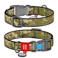 WAUDOG Украина Ошейник для собак нейлоновый Nylon с QR-паспортом, рисунок "Милитари", пластиковый фастекс