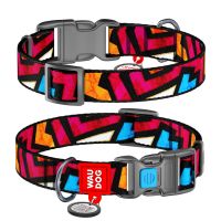 WAUDOG Украина Ошейник для собак нейлоновый Nylon с QR паспортом, рисунок "Граффити", пластиковый фастекс