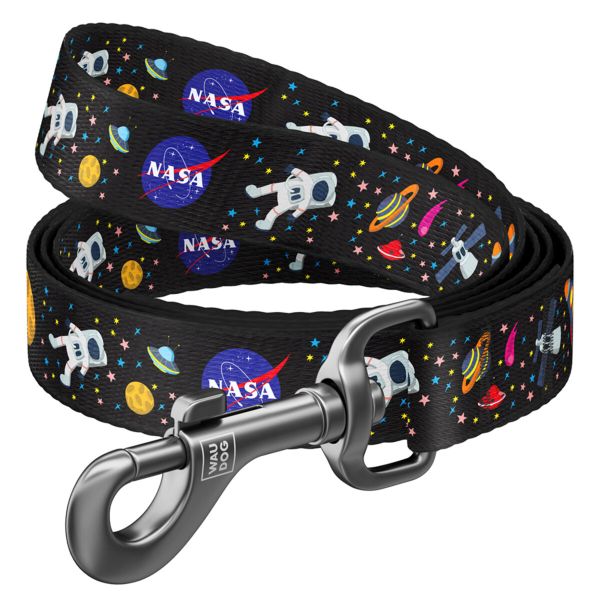 WAUDOG Україна Повідець для собак нейлоновий Nylon, малюнок "NASA" (122 см)