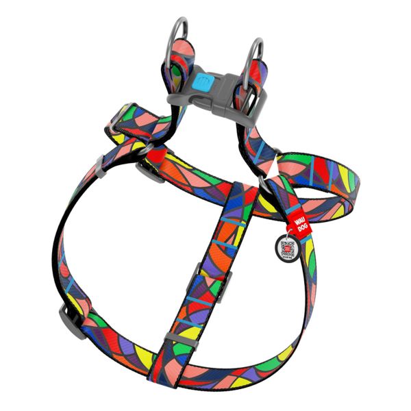 WAUDOG Украина Шлей для собак Nylon с QR паспортом, рисунок "Витраж", пластиковый фастекс