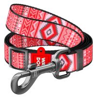 WAUDOG Украина Поводок для собак нейлоновый Nylon, рисунок "Этно красный", регулируемый (183 см)