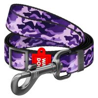 WAUDOG Украина Поводок для собак нейлоновый Nylon, рисунок "Фиолетовый камо", регулируемый (183 см)