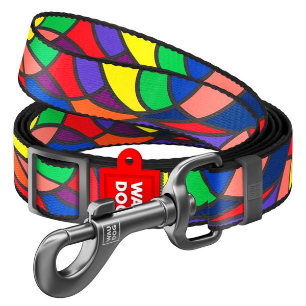 WAUDOG Украина Поводок для собак нейлоновый Nylon, рисунок "Витраж", регулируемый (183 см)