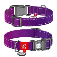 WAUDOG Украина Ошейник для собак нейлоновый Nylon Mono с QR паспортом, светоотражающий, пластиковый фастекс, фиолетовый