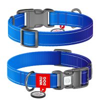 WAUDOG Украина Ошейник для собак нейлоновый Nylon Mono с QR паспортом, светоотражающий, пластиковый фастекс, синий