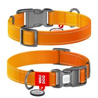 WAUDOG Украина Ошейник для собак нейлоновый Nylon Mono с QR паспортом, светоотражающий, пластиковый фастекс, оранжевый