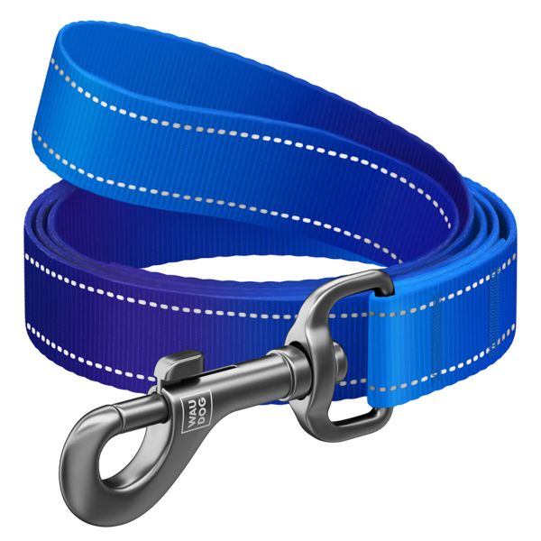 WAUDOG Украина Поводок для собак нейлоновый Nylon Mono, светоотражающий, синий (122 см)