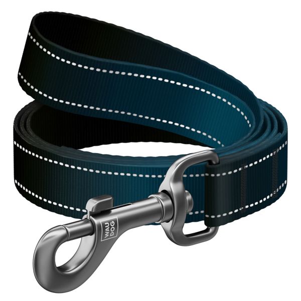 WAUDOG Украина Поводок для собак нейлоновый Nylon Mono, светоотражающий, черный (122 см)