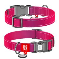 WAUDOG Украина Ошейник для собак нейлоновый Nylon Mono с QR паспортом, светоотражающий, пластиковый фастекс, розовый