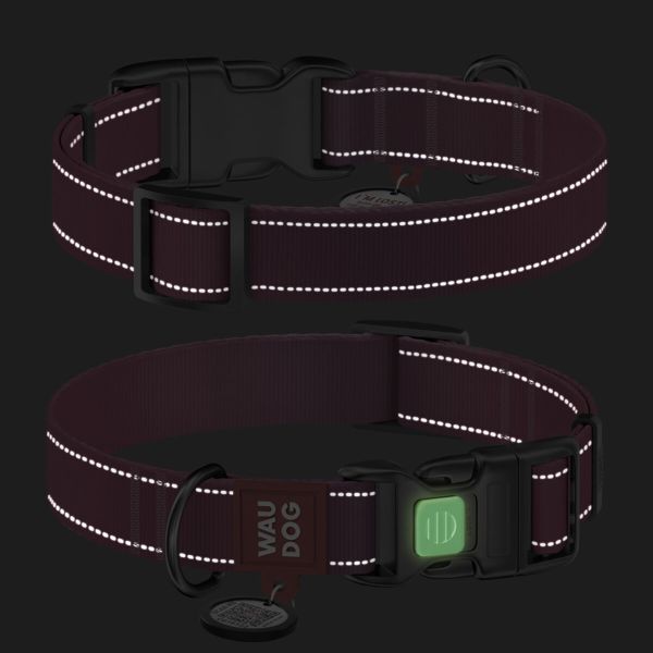 WAUDOG Украина Ошейник для собак нейлоновый Nylon Mono с QR паспортом, светоотражающий, пластиковый фастекс, розовый