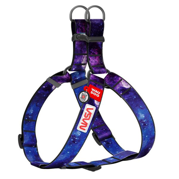WAUDOG Украина Шлей для собак Nylon с QR паспортом, рисунок "NASA21", пластиковый фастекс