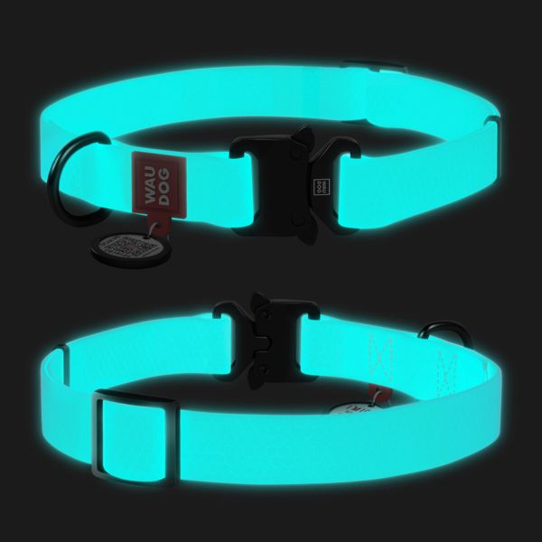 WAUDOG Украина Ошейник для собак водостойкий Waterproof c QR паспортом, светонакопительный, металлическая пряжка-фастекс