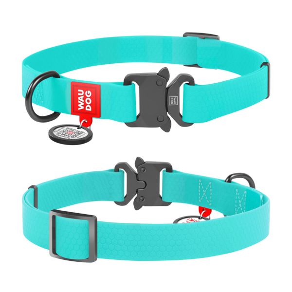 WAUDOG Україна Нашийник для собак водостійкий Waterproof c QR паспортом, світонакоплювальний, металічна пряжка-фастекс