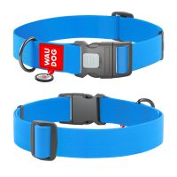 WAUDOG Украина Ошейник для собак водостойкий Waterproof с QR паспортом, пластиковый фастекс, голубой