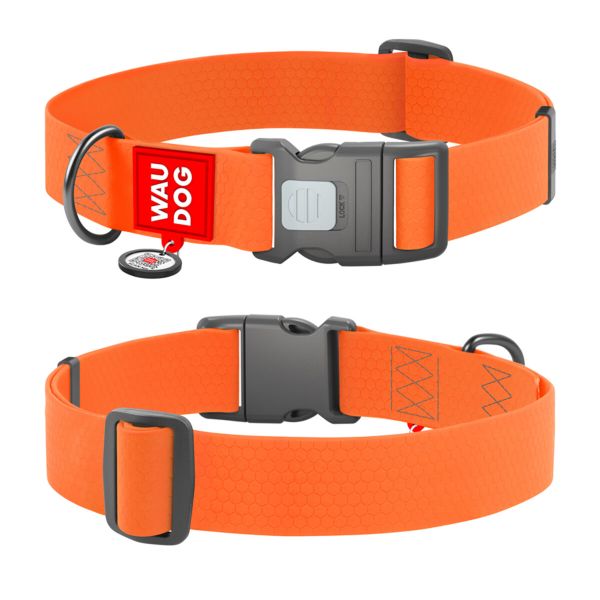 WAUDOG Україна Нашийник для собак водостійкий Waterproof з QR паспортом, пластиковий фастекс, помаранчевий