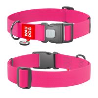WAUDOG Украина Ошейник для собак водостойкий Waterproof с QR паспортом, пластиковый фастекс, розовый