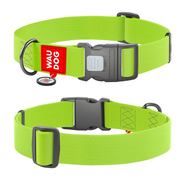 WAUDOG Україна Нашийник для собак водостійкий Waterproof з QR паспортом, пластиковий фастекс, салатовий