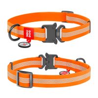 WAUDOG Украина Ошейник для собак водостойкий Waterproof QR-паспортом, светоотражающий, металлическая пряжка-фастекс, оранжевый
