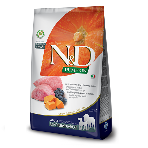 Сухий корм Farmina Сербія N&D Grain Free PUMPKIN для дорослих собак середніх та великих порід з ягням, чорничею та гарбузом