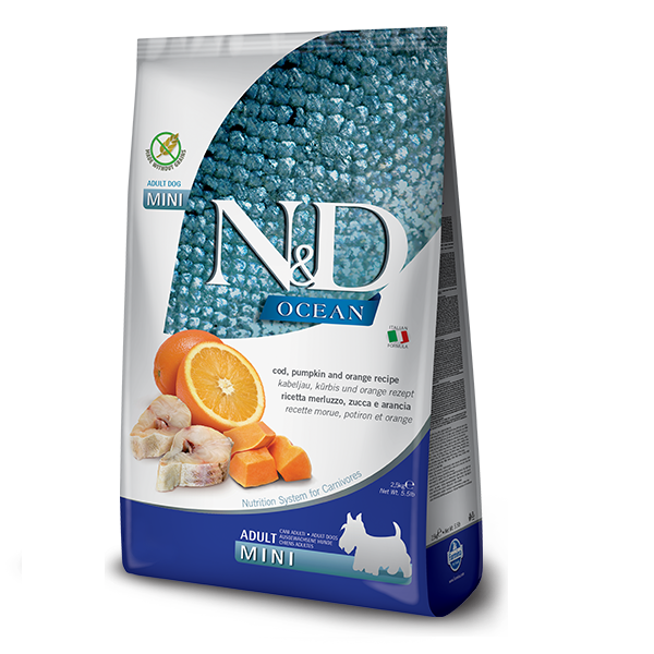Сухий корм Farmina Сербія N&D Grain Free Ocean для дорослих собак маленьких порід з тріскою та апельсином
