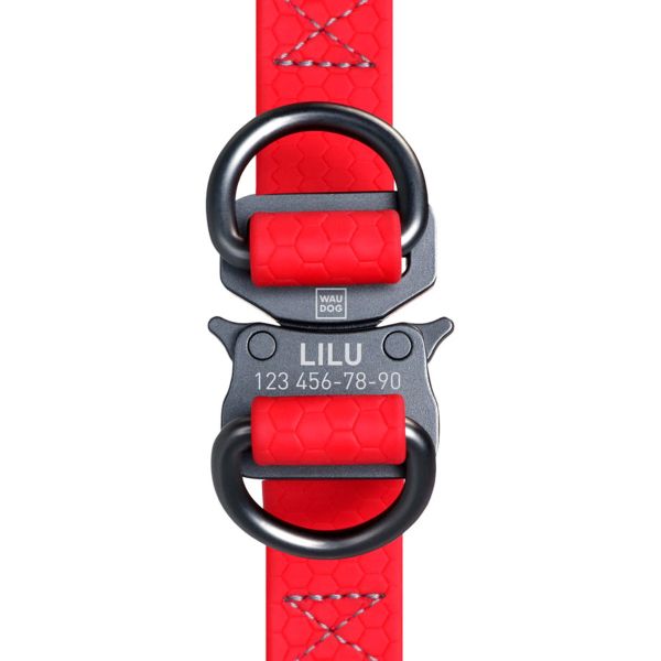 WAUDOG Украина Шлей для собак водостойкий Waterproof, с QR-паспортом, металлическая пряжка-фастекс, красный