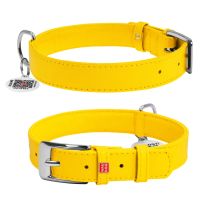 WAUDOG Украина Ошейник для собак кожаный Glamour с QR паспортом, без украшений, желтый