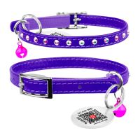 WAUDOG Украина Ошейник Glamour с резинкой, клеевыми стразами, для кошек, фиолетовый