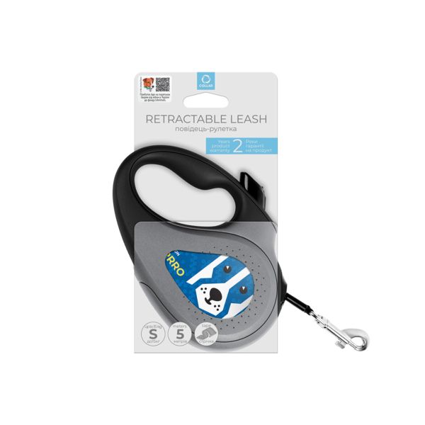 WAUDOG Украина Поводок-рулетка для собак R-leash, рисунок "Патрон", светоотражающая лента