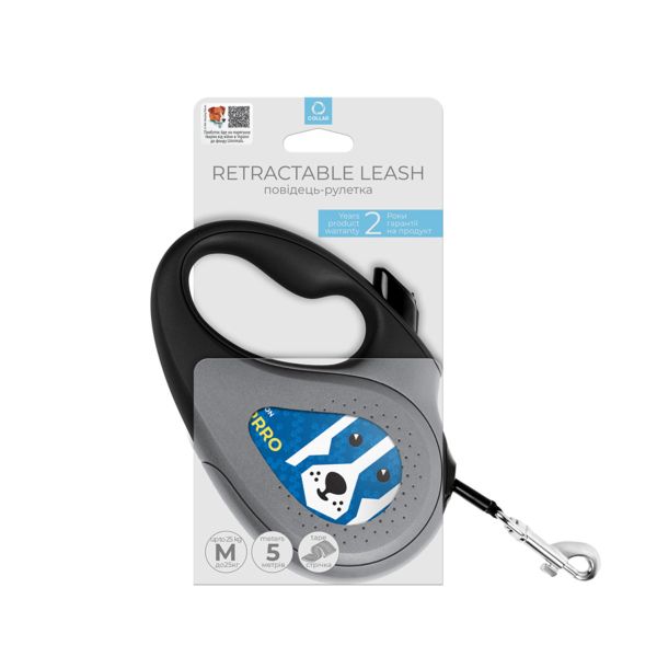 WAUDOG Украина Поводок-рулетка для собак R-leash, рисунок "Патрон", светоотражающая лента