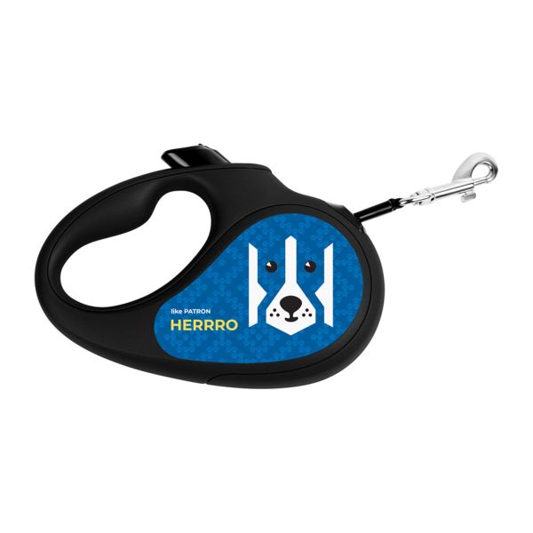 WAUDOG Україна Повідець-рулетка для собак R-leash, малюнок "Патрон", світловідбиваюча стрічка