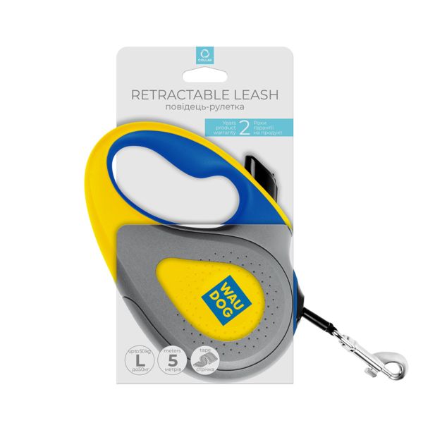 WAUDOG Украина Поводок-рулетка для собак R-leash, рисунок "Colors of freedom", светоотражающая лента