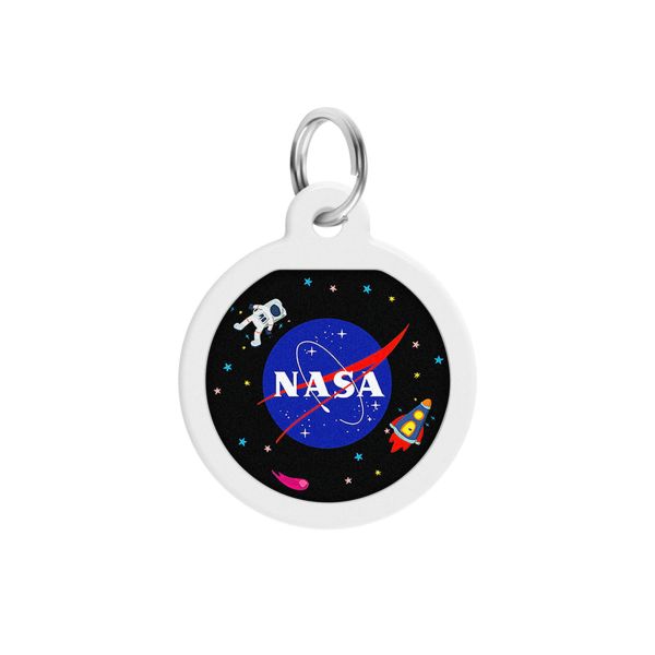WAUDOG Украина Адресник для собак и кошек металлический Smart ID с QR паспортом, рисунок "NASA", круг