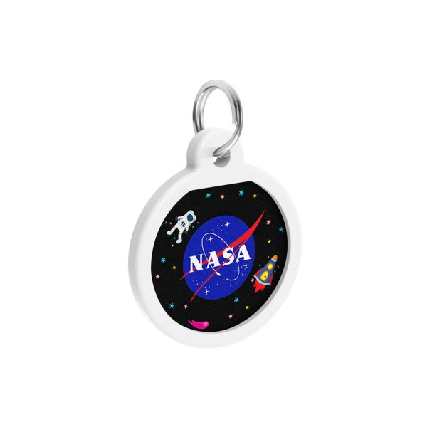 WAUDOG Украина Адресник для собак и кошек металлический Smart ID с QR паспортом, рисунок "NASA", круг