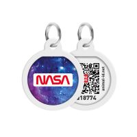 WAUDOG Украина Адресник для собак и кошек металлический Smart ID с QR паспортом, рисунок "NASA21", круг