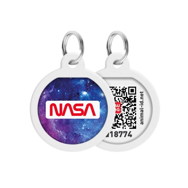 WAUDOG Україна Адресник для собак і котів металевий Smart ID з QR паспортом, малюнок "NASA21", коло