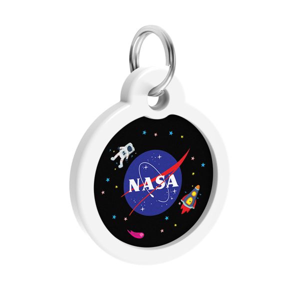 WAUDOG Украина Адресник для собак и кошек металлический Smart ID с QR паспортом, рисунок "NASA", круг
