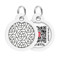WAUDOG Украина Адресник для собак и кошек металлический Smart ID с QR паспортом, рисунок "Геометрия", круг