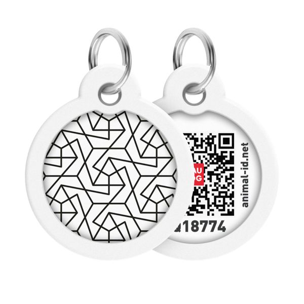 WAUDOG Україна Адресник для собак і котів металевий Smart ID з QR паспортом, малюнок "Геометрія", коло