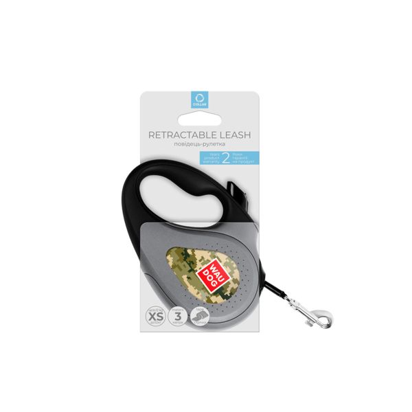 WAUDOG Украина Поводок-рулетка для собак R-leash, рисунок "Милитари", светоотражающая лента