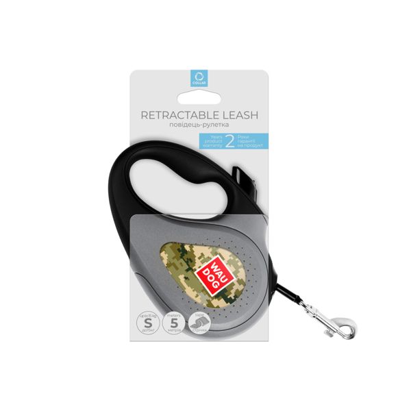 WAUDOG Украина Поводок-рулетка для собак R-leash, рисунок "Милитари", светоотражающая лента