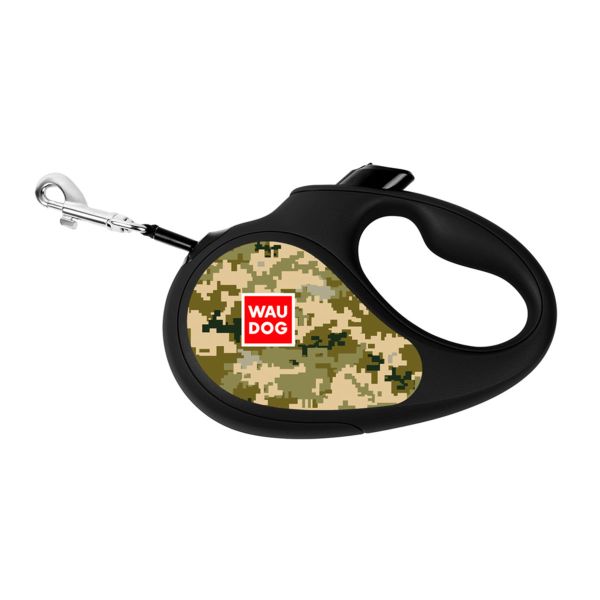 WAUDOG Украина Поводок-рулетка для собак R-leash, рисунок "Милитари", светоотражающая лента