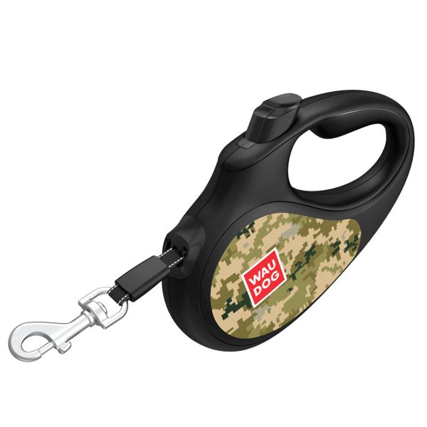 WAUDOG Украина Поводок-рулетка для собак R-leash, рисунок "Милитари", светоотражающая лента