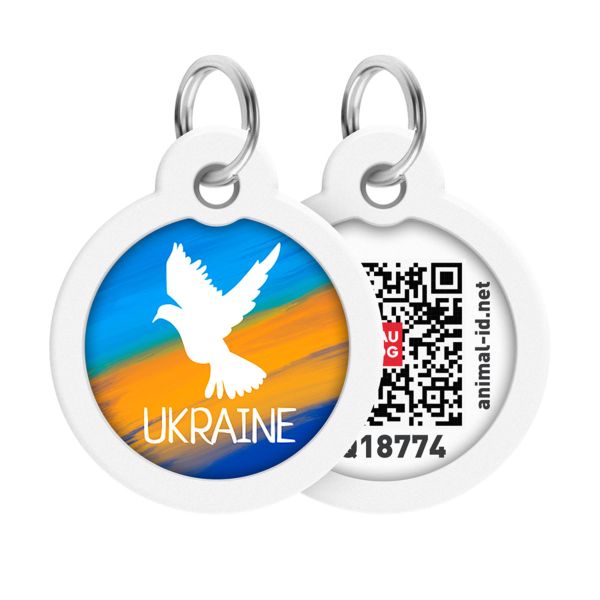 WAUDOG Украина Адресник для собак и кошек металлический Smart ID с QR паспортом, рисунок "Знамя", круг